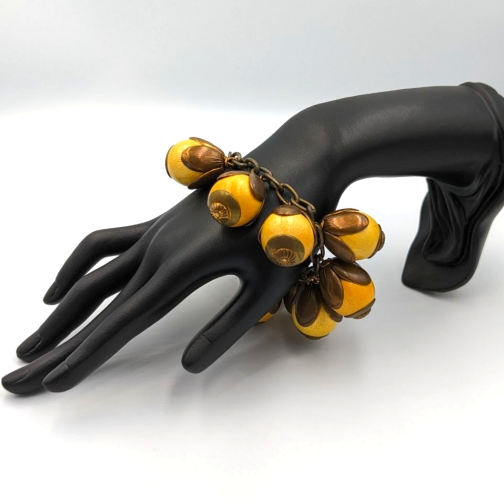 Mid-Century Modern Wooden Beads Bracelet